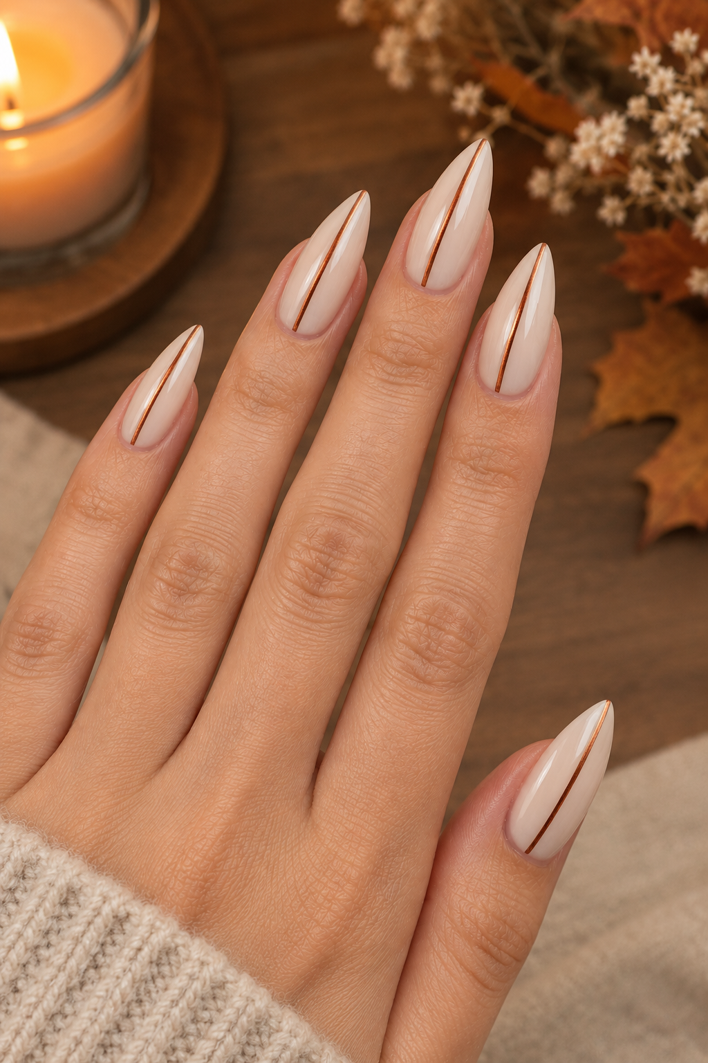 Copper Pinstripe Nails