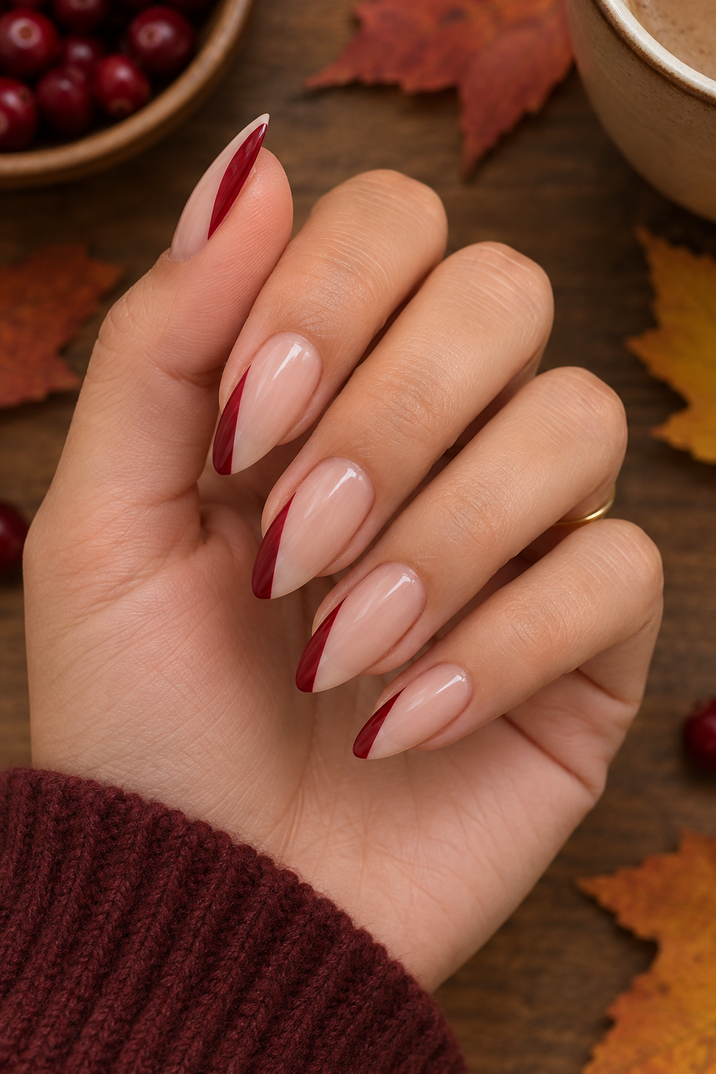 Cranberry Side-Swipe Nails