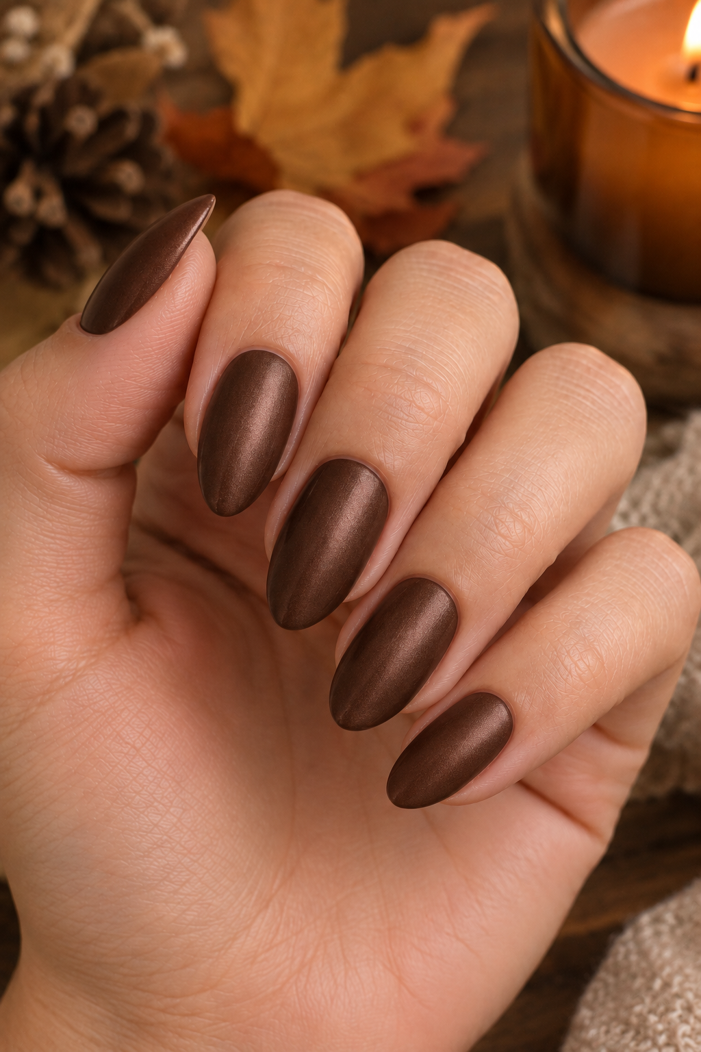 Dark Cocoa Satin Nails