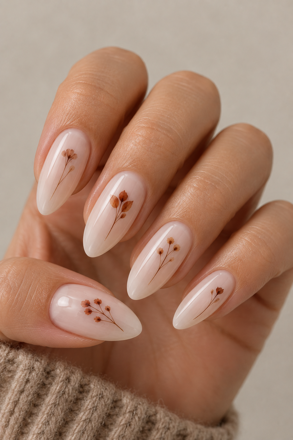 Dried Flower Shadow Acrylic Nails