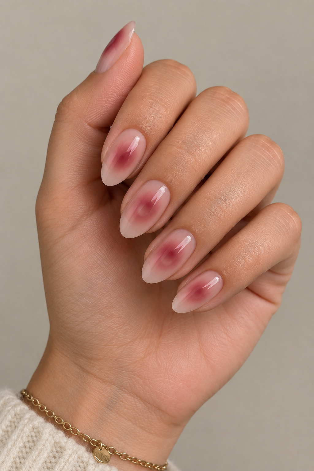 Faded Cranberry Halo Acrylic Nails