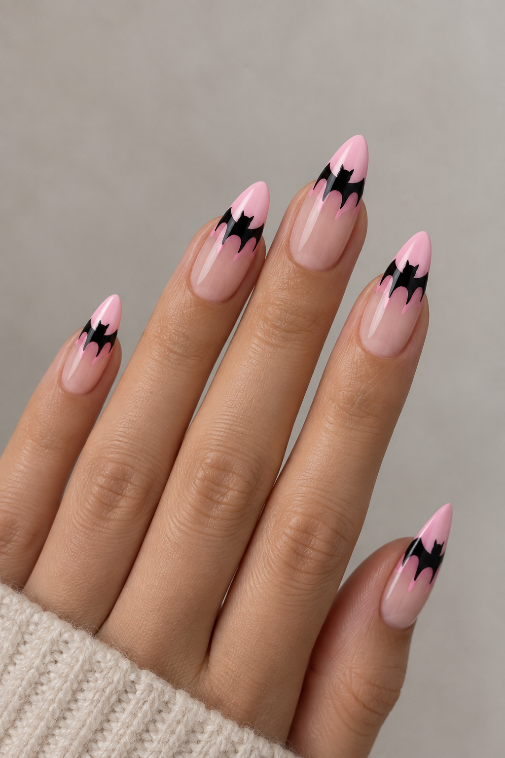 Fun Bat French Tip Nails