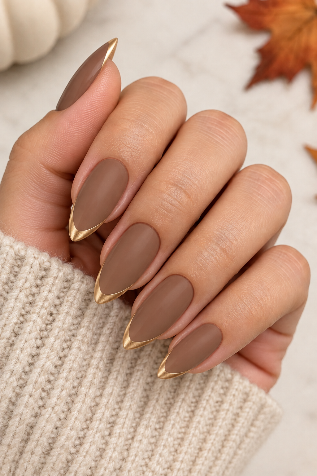 Golden Mocha Almond French Tips