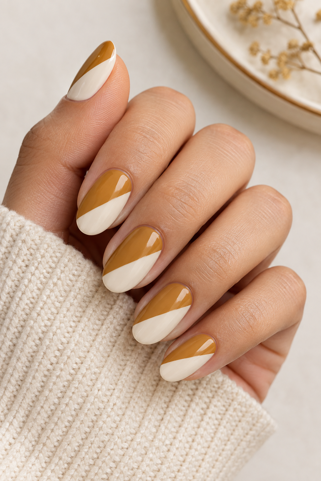 Golden Ochre Half Nails