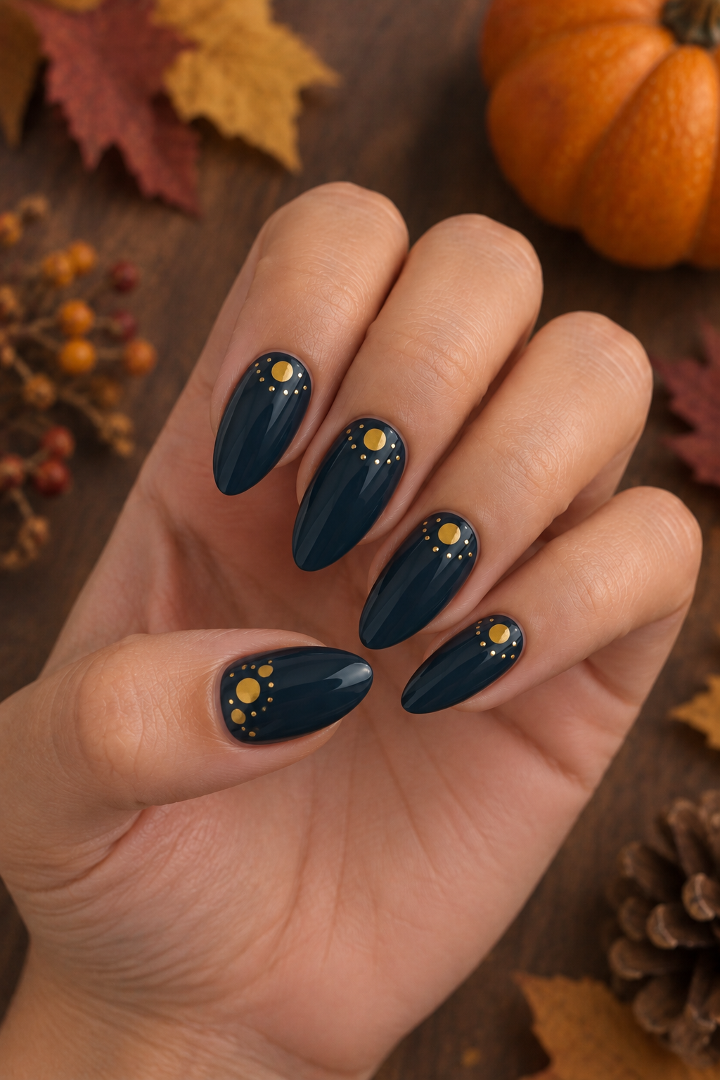 Harvest Moon Halo Almond Nails