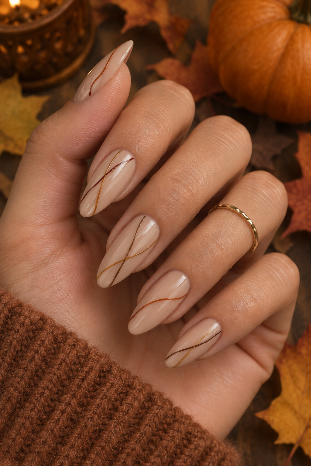 Harvest Thread Acrylic Nails