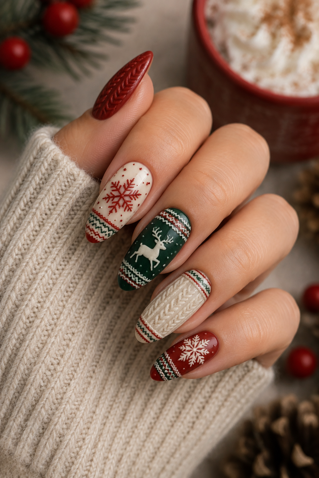 Holiday Sweater Nails