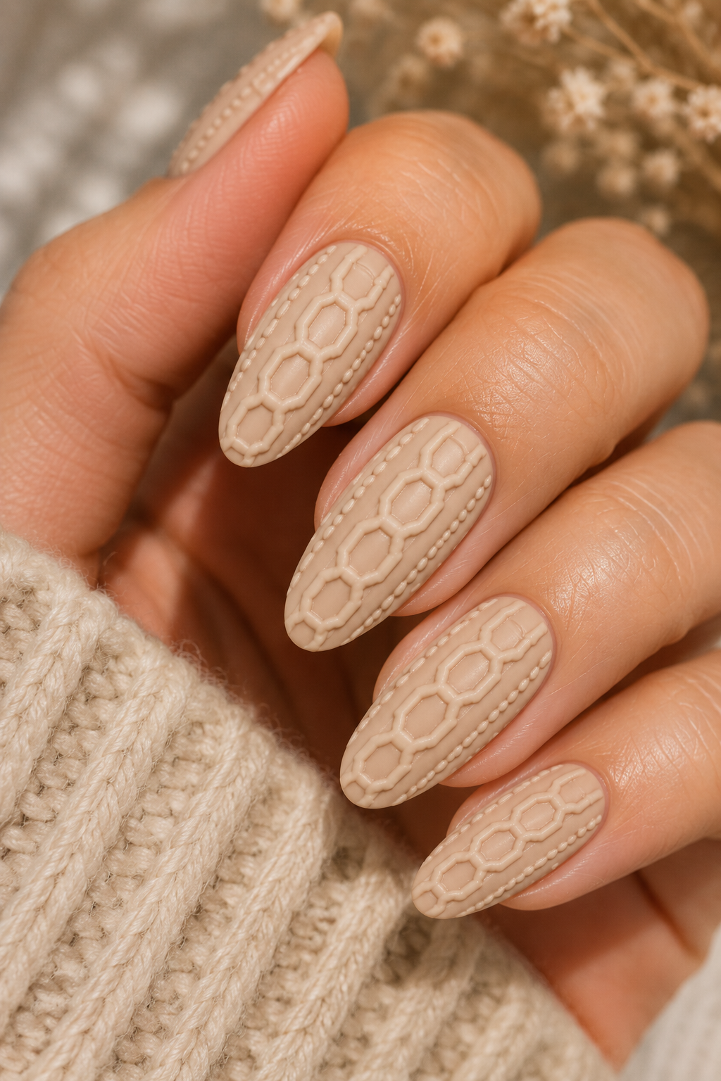 Honeycomb Knit Sweater Nails
