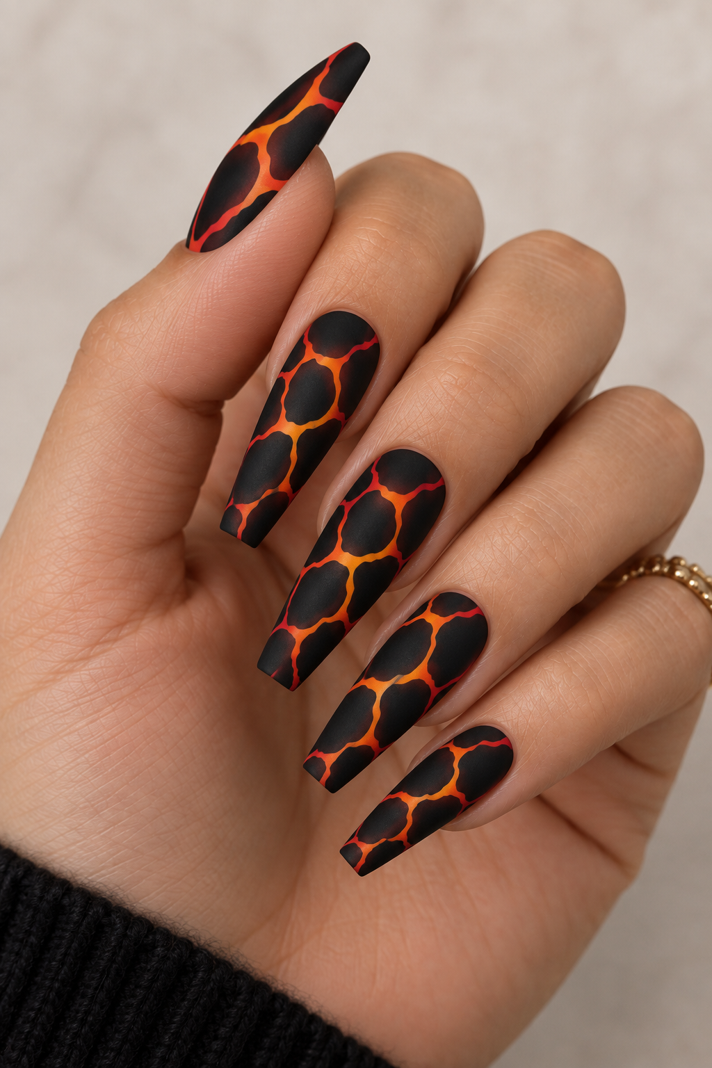 Lava Crackle Halloween Nails