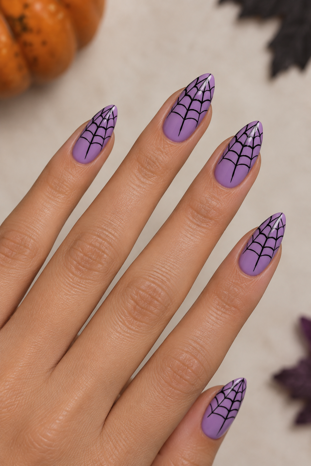 Lavender Spiderweb Nails
