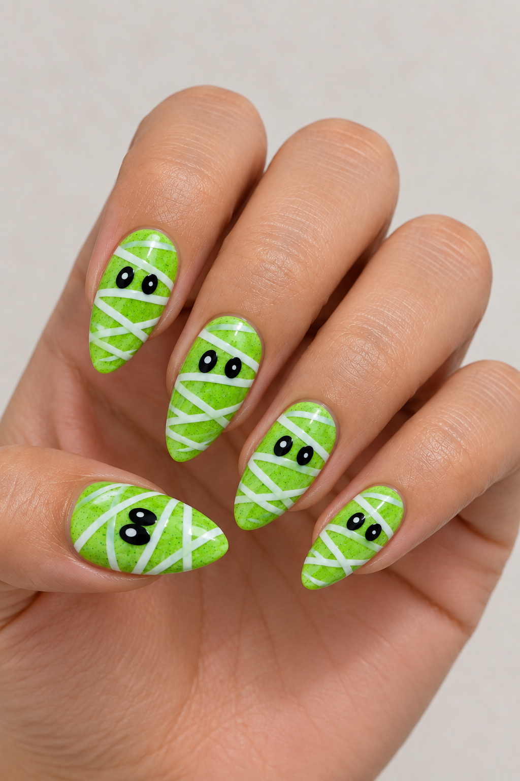 Lime Green Mummy Nails