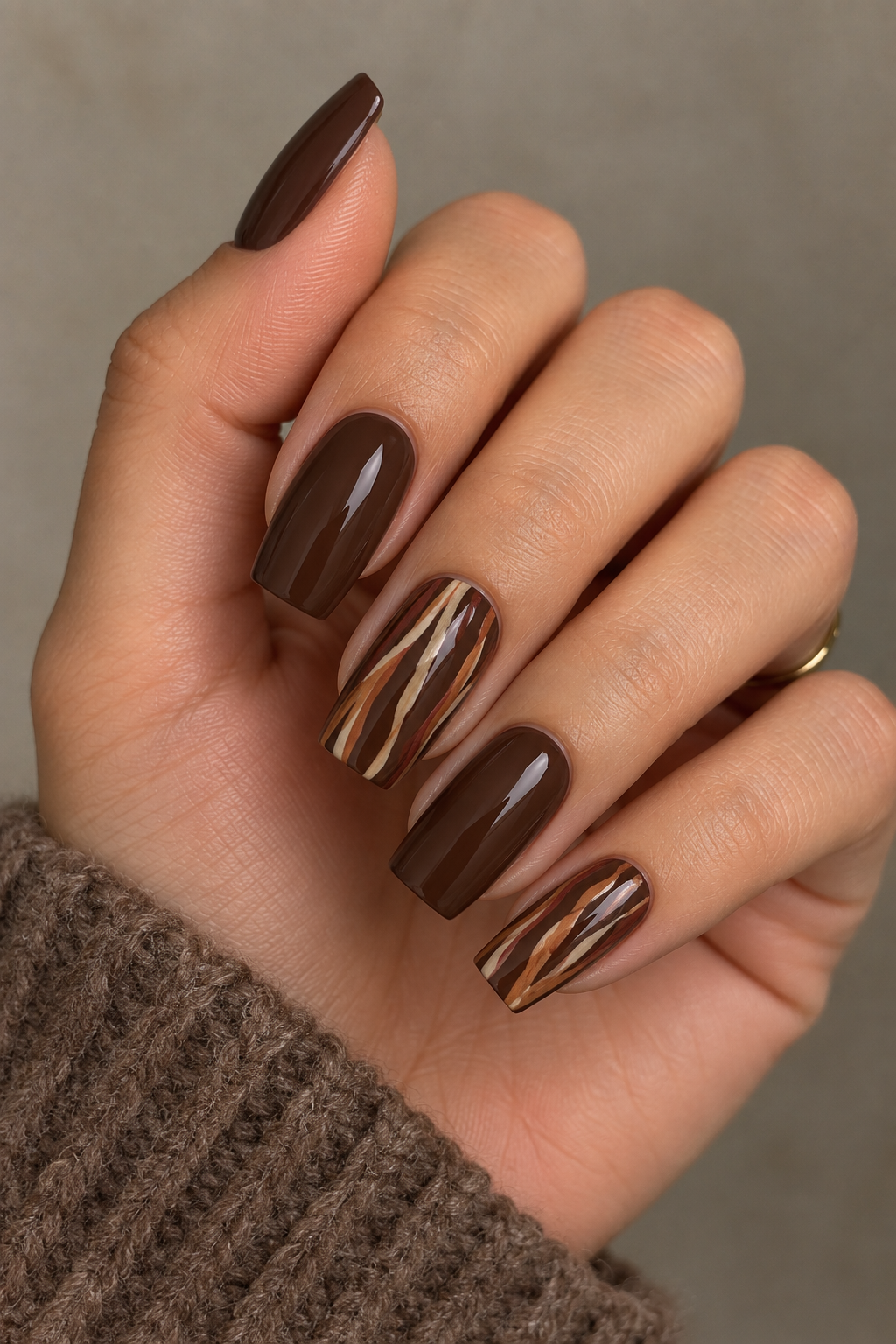 Maple Bark Texture Acrylic Nails