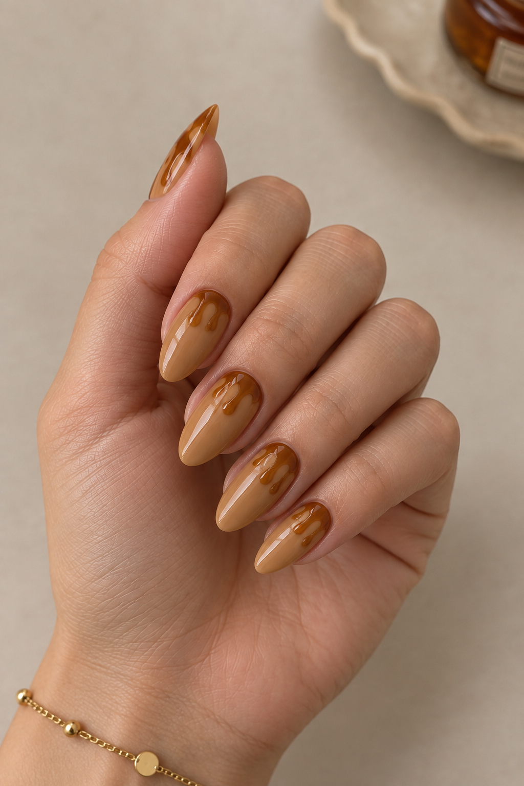 Maple Syrup Drip Nails