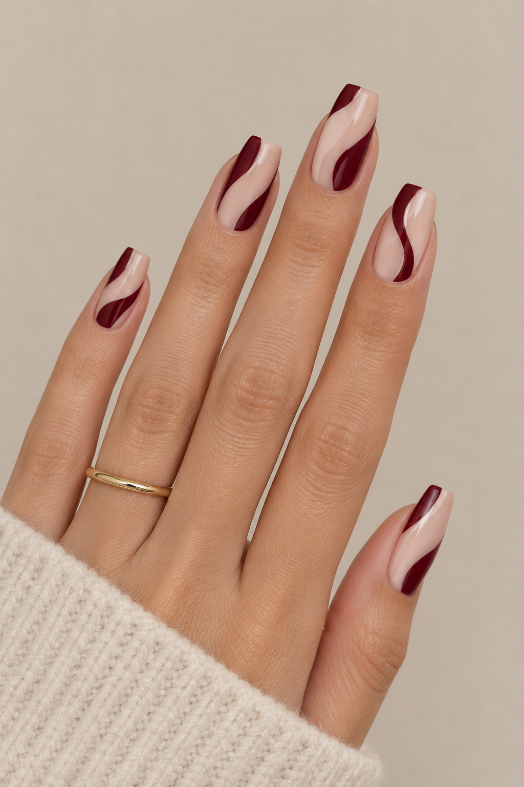 Maroon Negative Space Waves