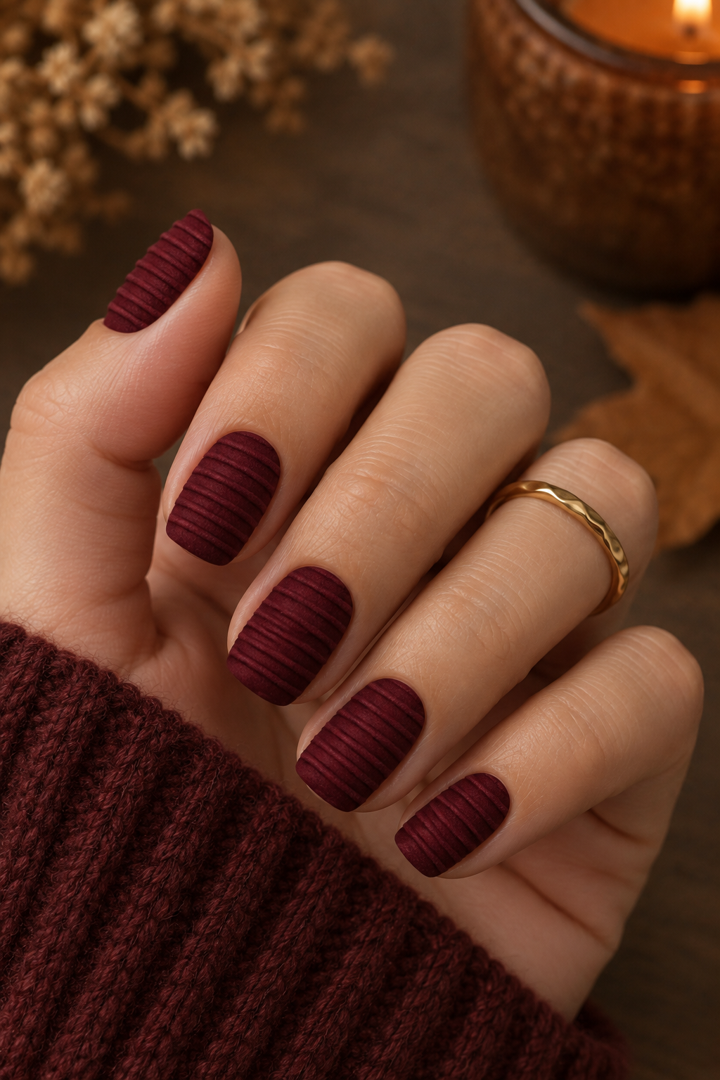 Maroon Sweater Weather Ribbed Texture