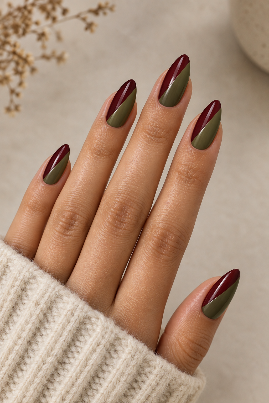 Maroon and Olive Green Color Block