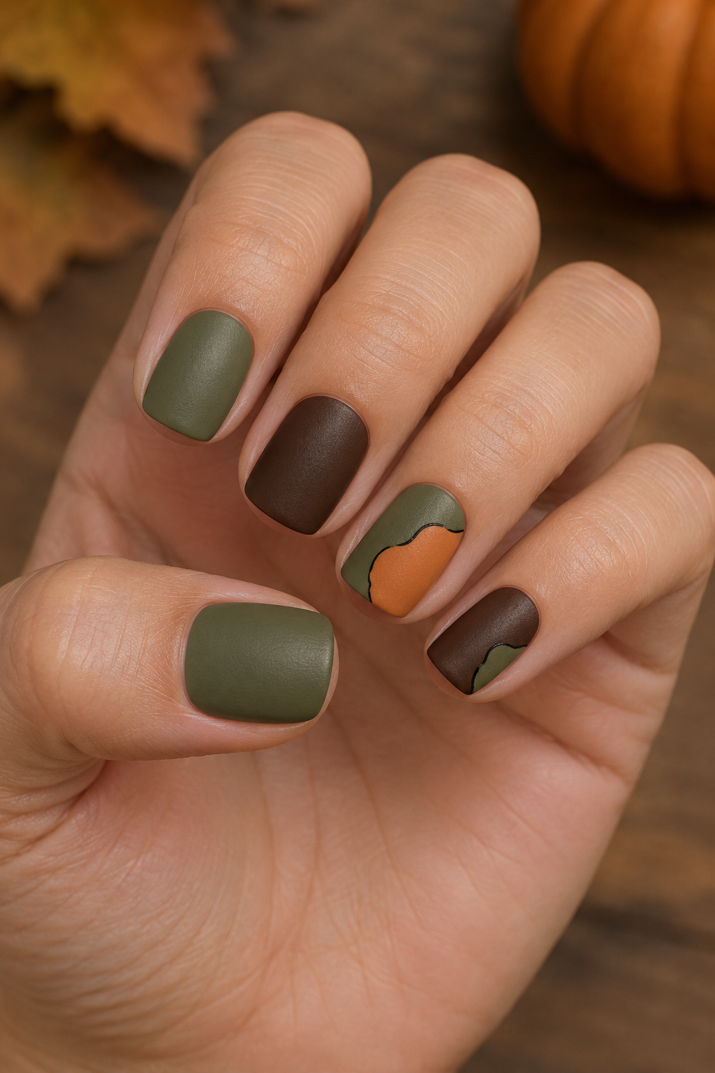 Muted Olive, Chocolate & Pumpkin