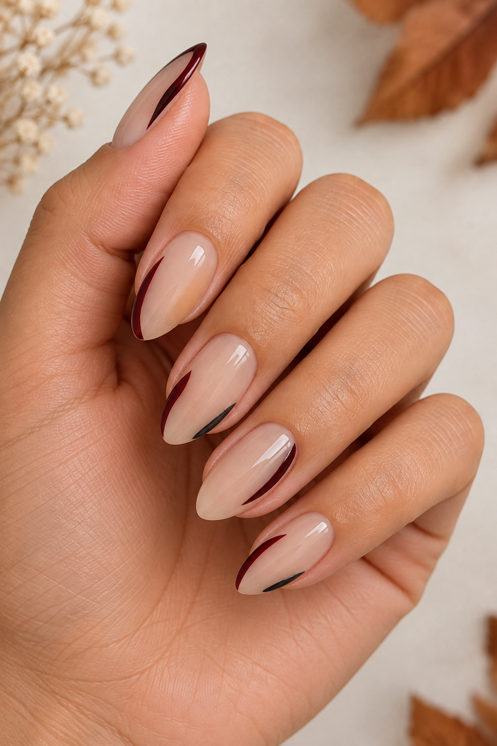 Oxblood Arcs with Charcoal Accents