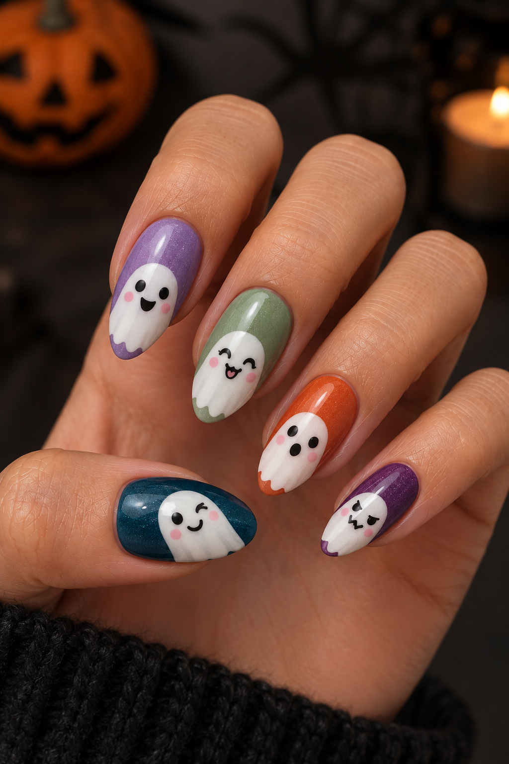 Playful Ghost Expression Nails