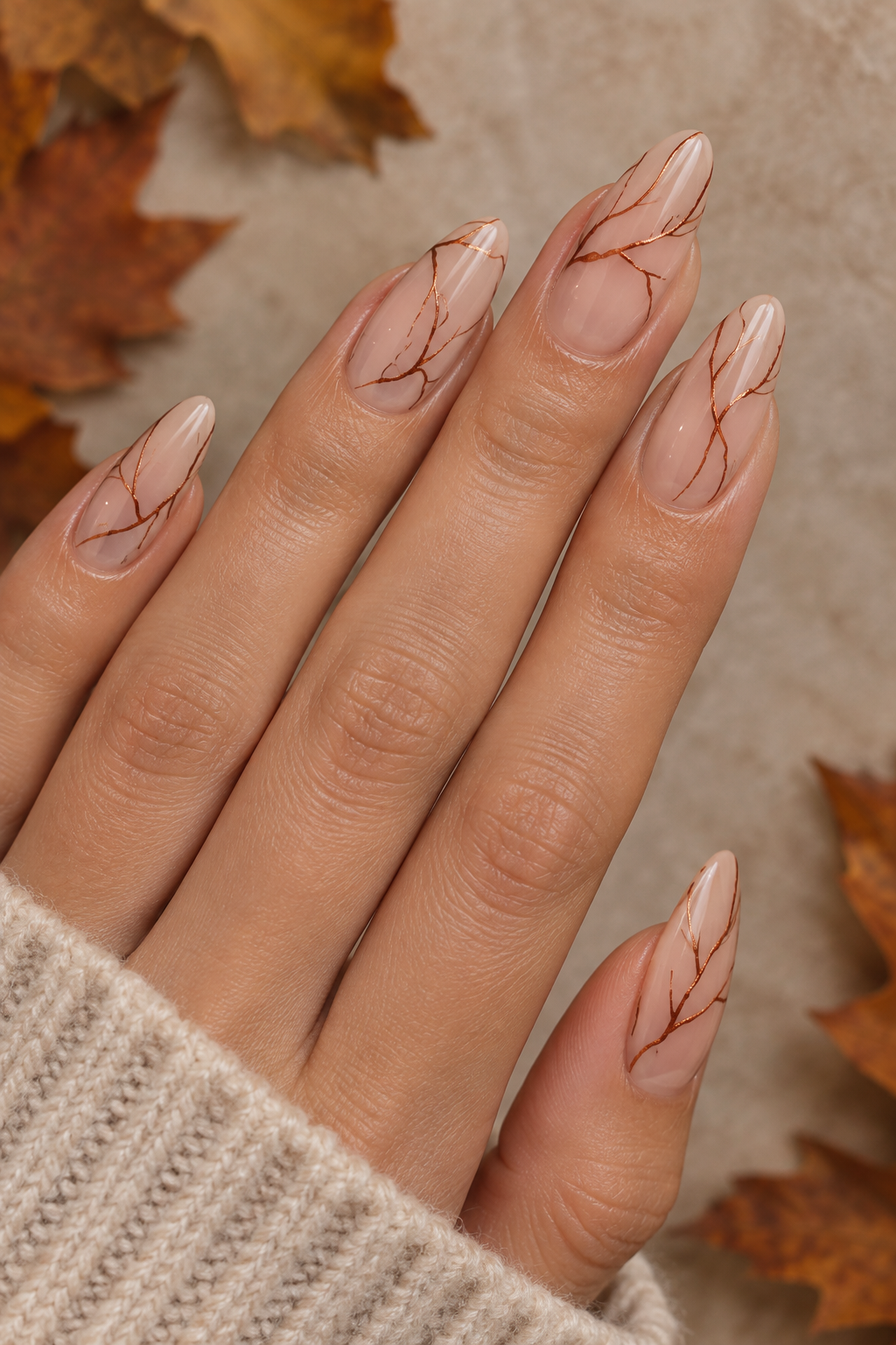 Pressed Copper Vein Acrylic Nails