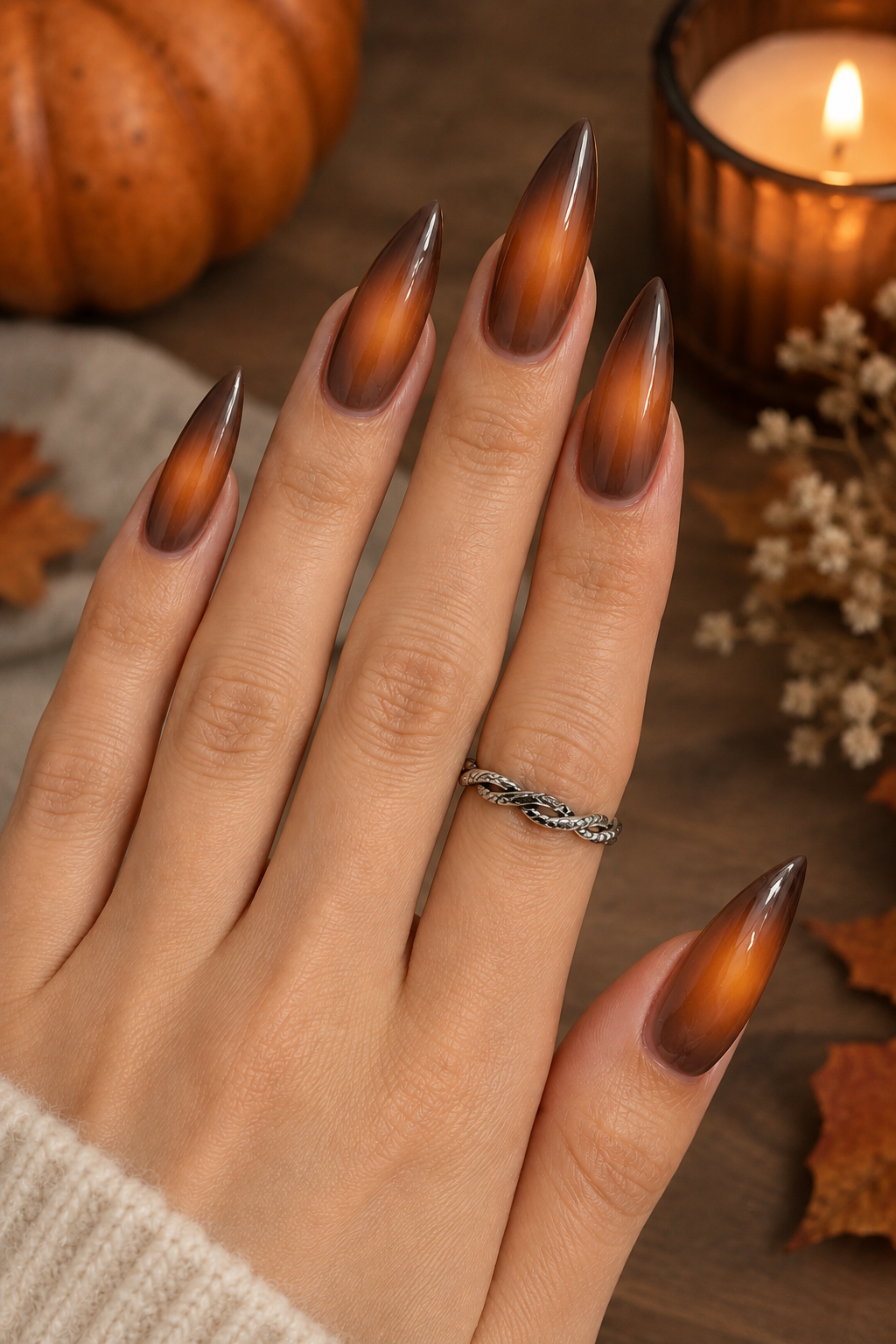 Pumpkin Spice Aura Nails