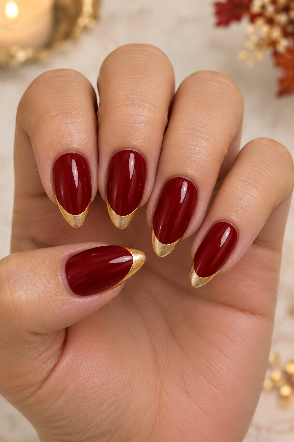 Red & Gold French Tip Halloween Nails
