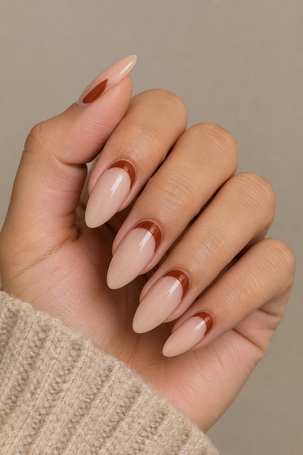 Rust Crescent Cuticle Acrylic Nails