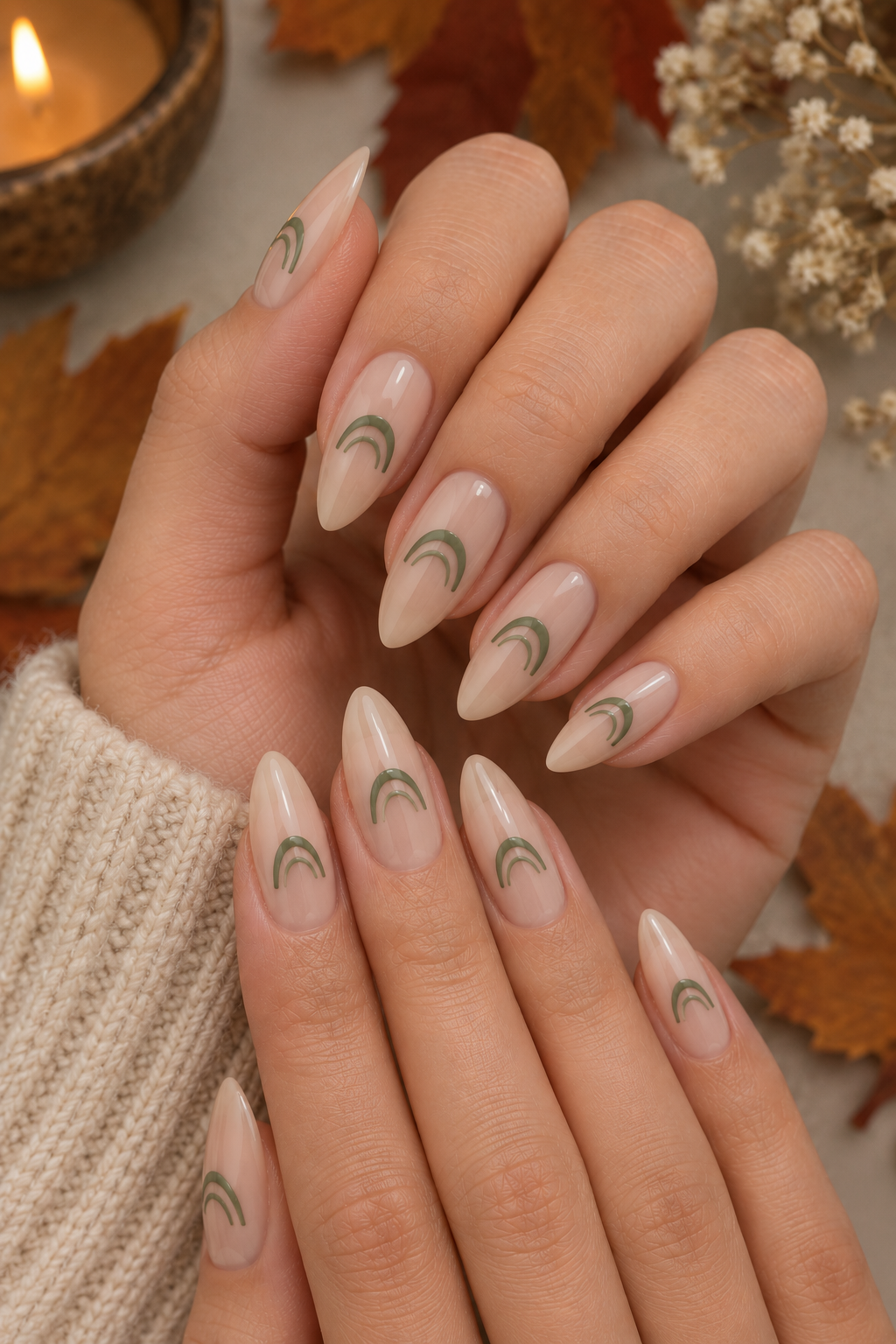Sage Green Double Arch Nails