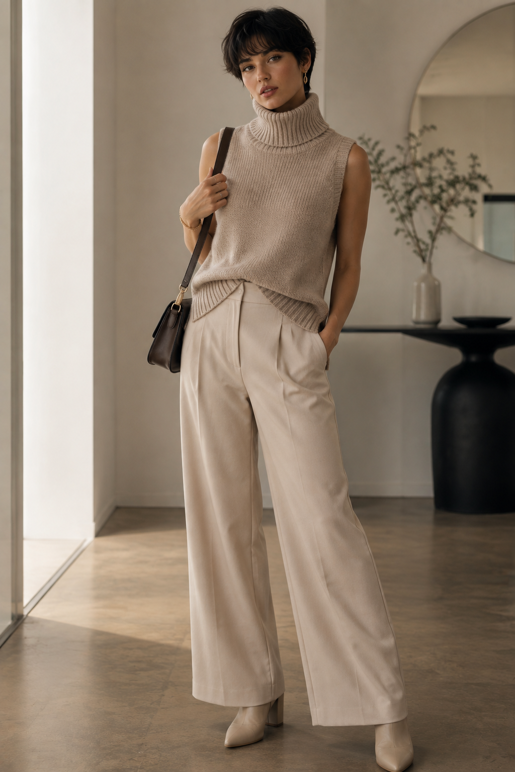Sleeveless Turtleneck Sweater Vest