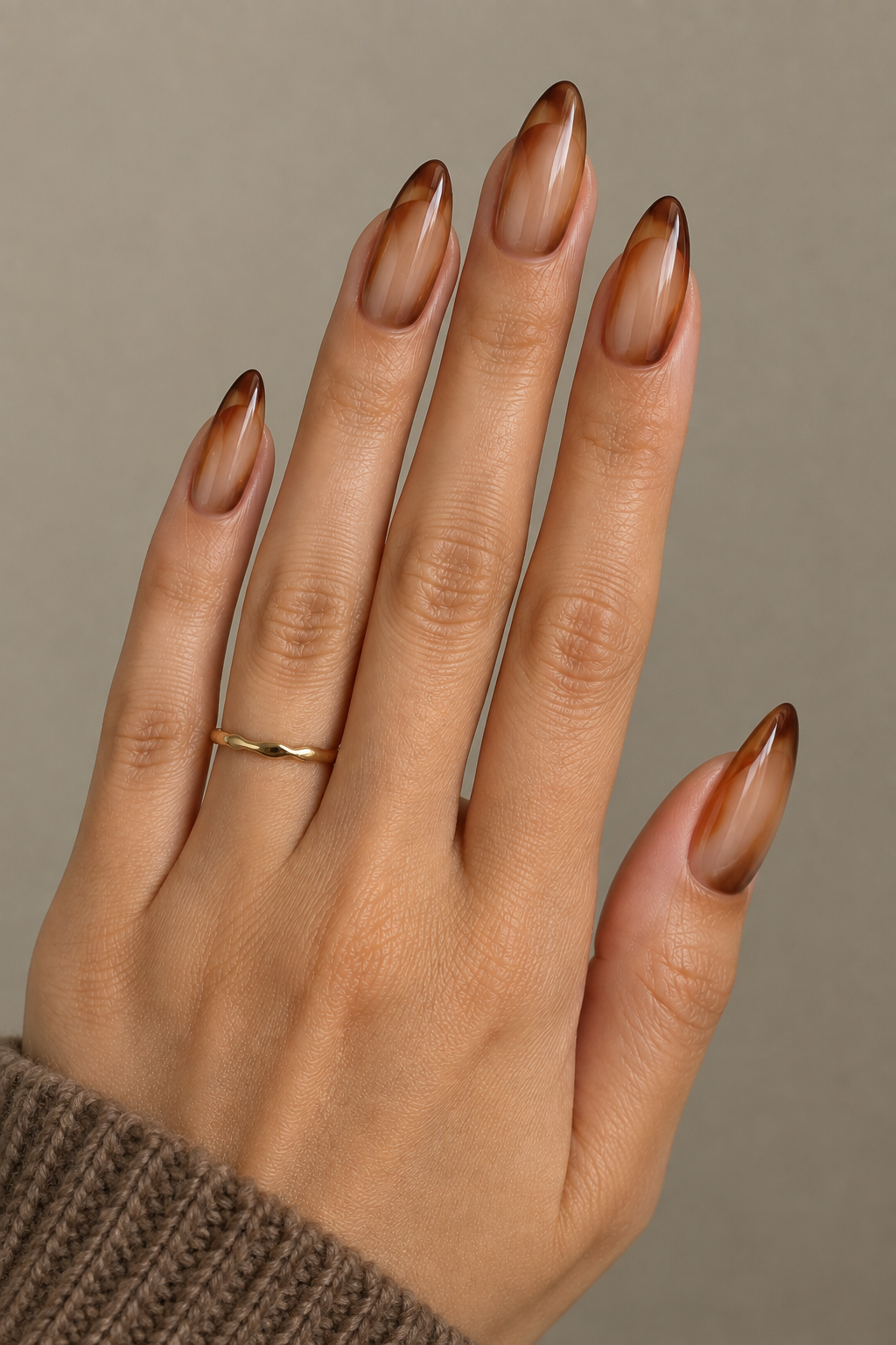 Smoked Caramel Glass Acrylic Nails