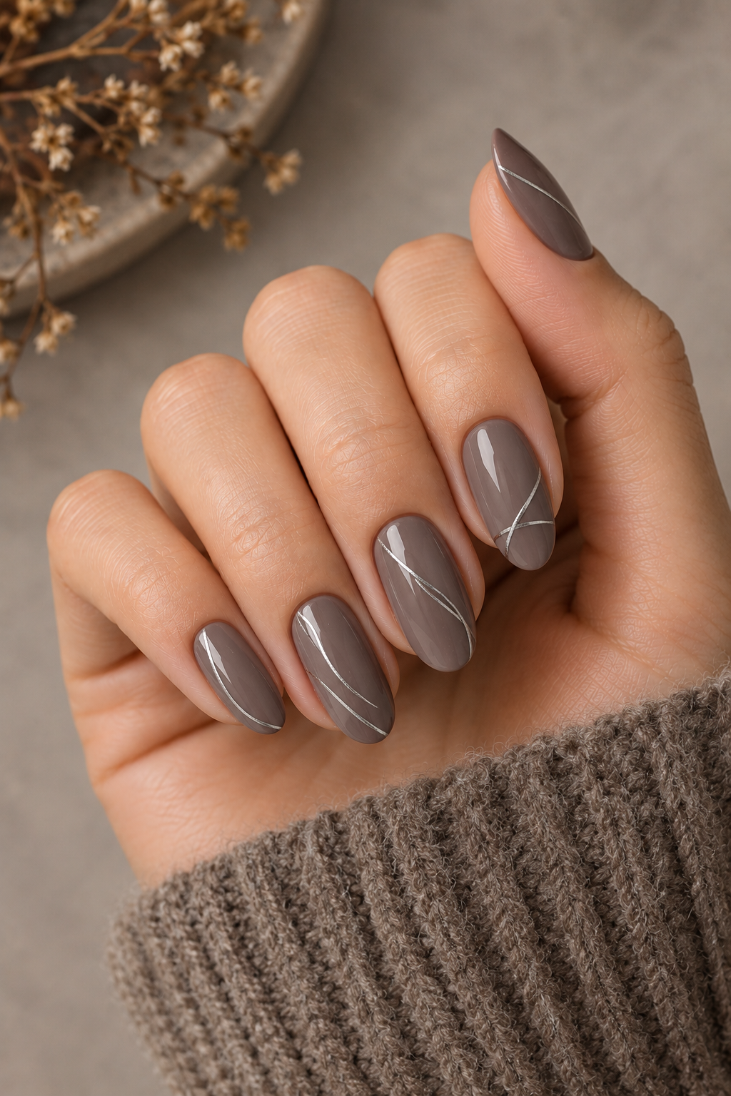 Smoky Taupe With Silver Lines