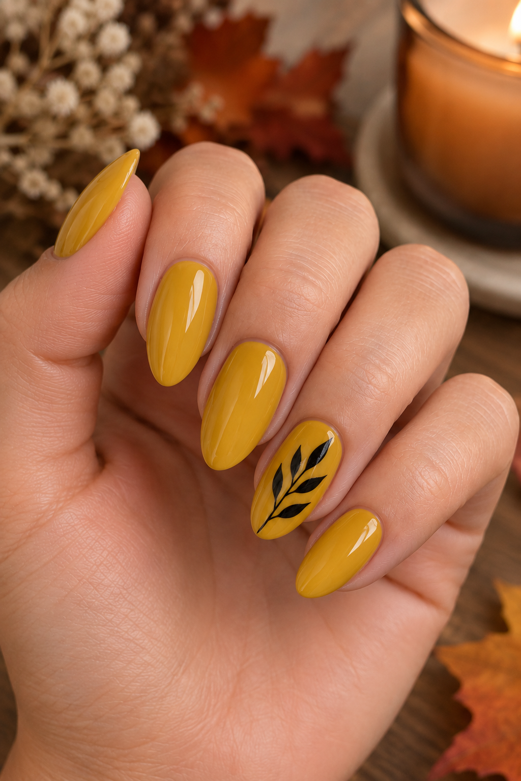 Static Leaf Accent Nail