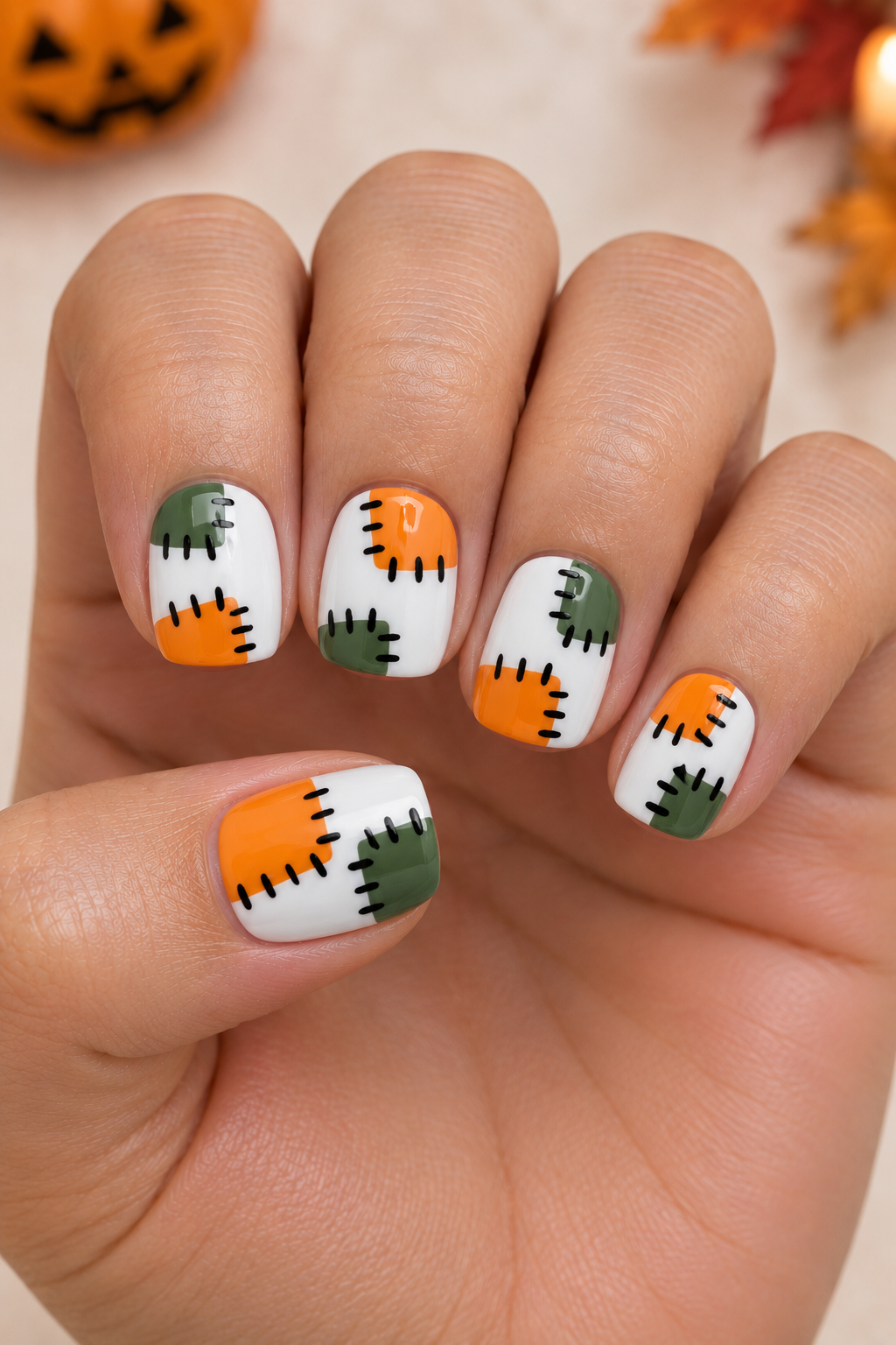 Stitched Patchwork Nails