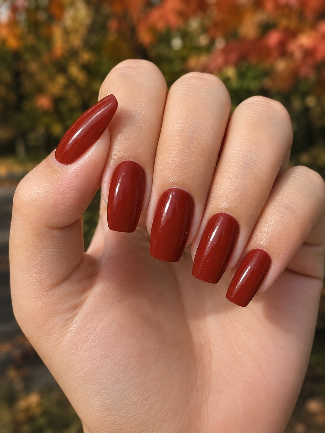 brick red nail for fall