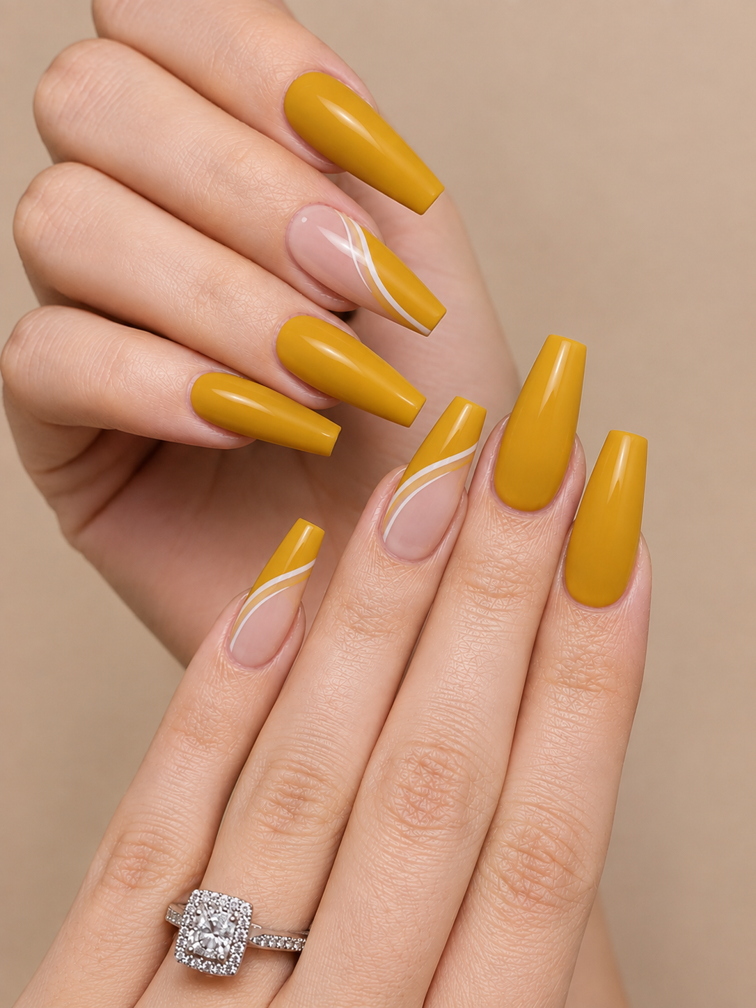 mustard yellow fall color nails