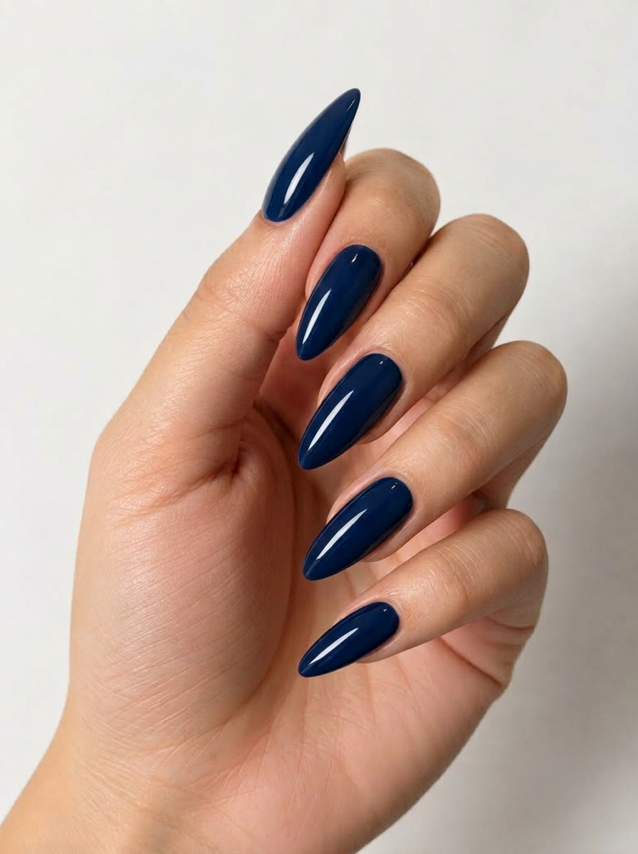 navy blue fall nail design