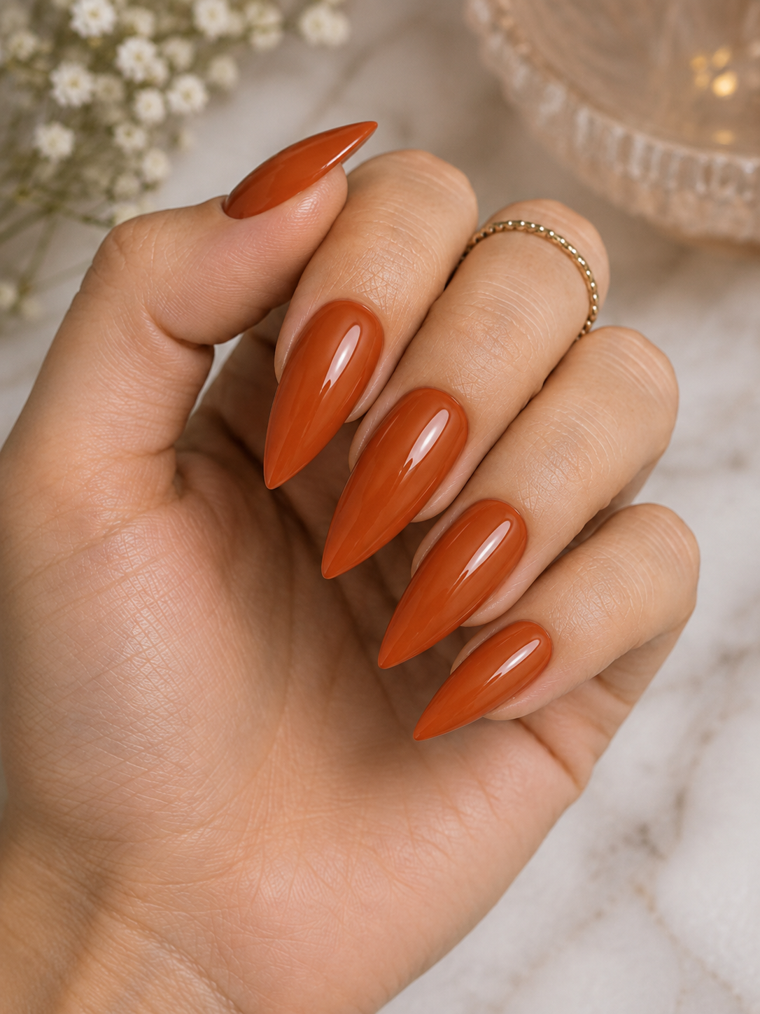 orange burnt fall nail color design