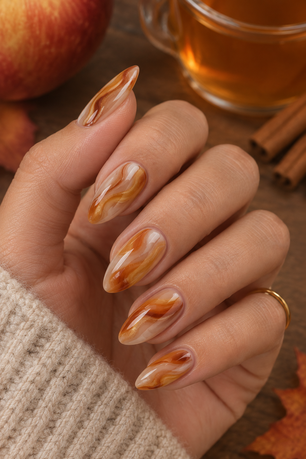 Apple Cider Swirl Nails