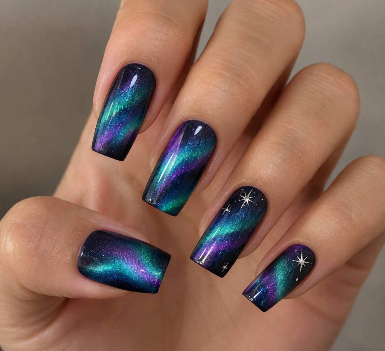 Aurora Galaxy Starburst Manicure