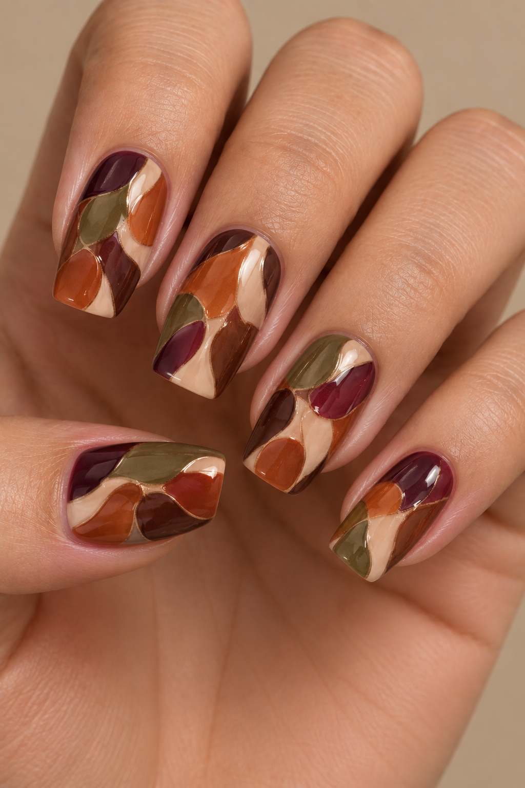 Autumn Melted Patchwork Nails