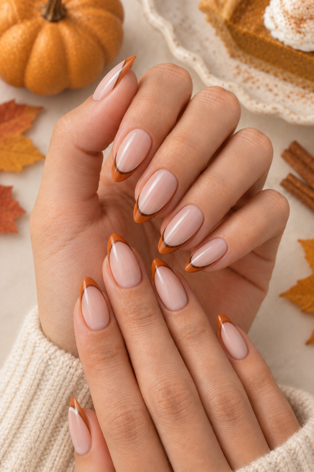 Thanksgiving Pumpkin Spice French Tips