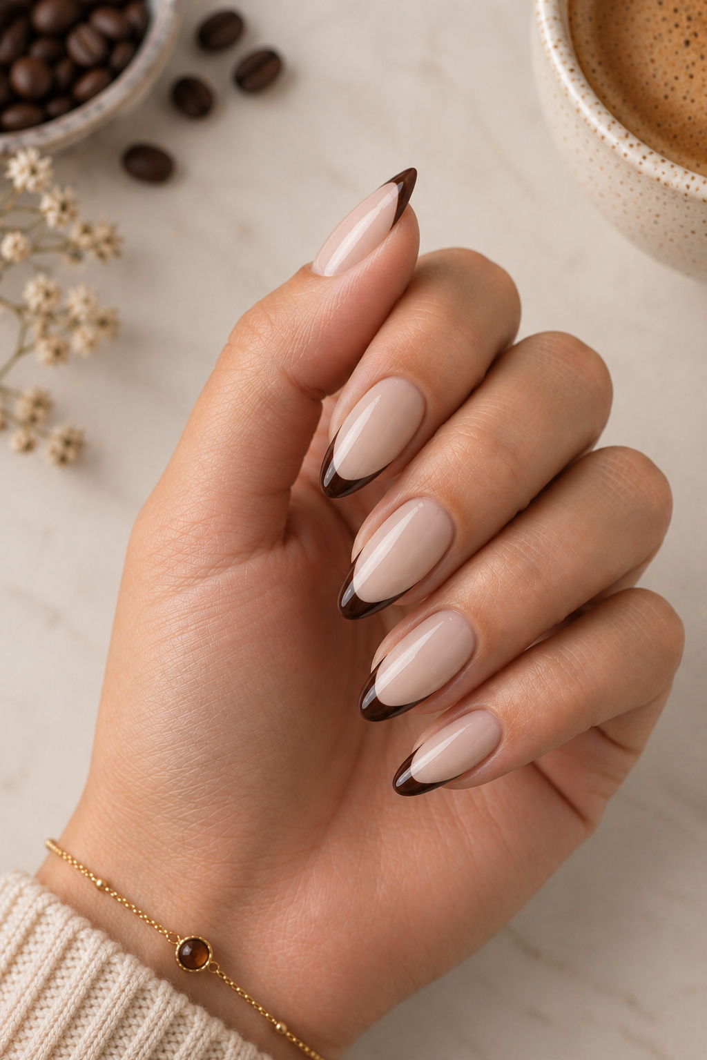 Café-Inspired Chocolate French Tips