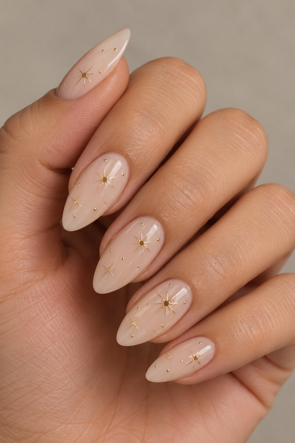 Celestial Gold Starburst Manicure