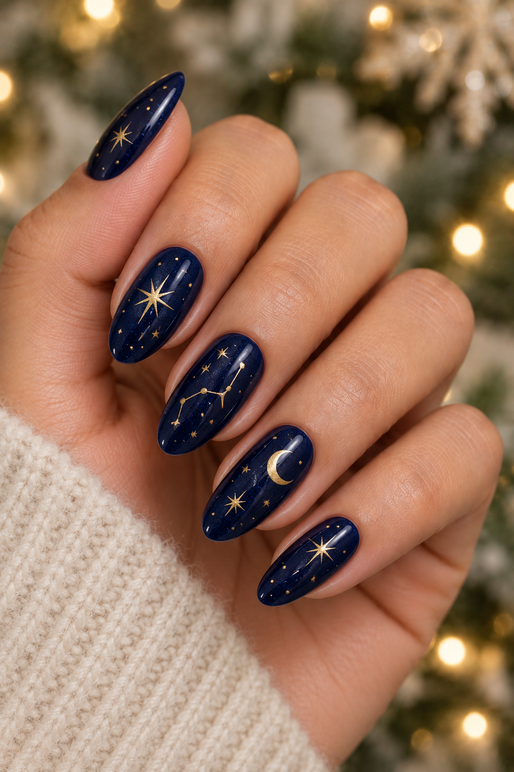 Celestial Navy Holiday Manicure
