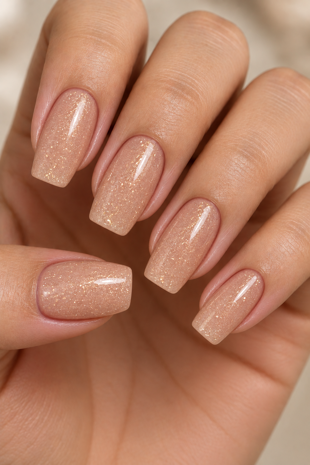 Champagne Shimmer Nude Manicure