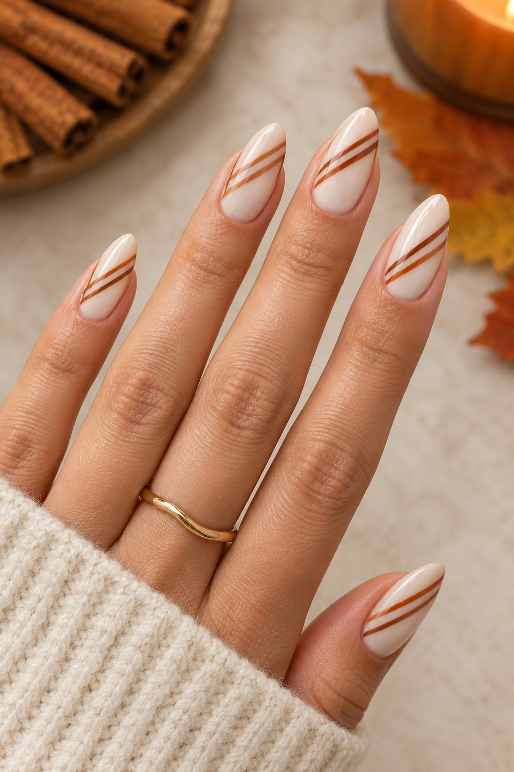 Cinnamon Stick Stripe Nails
