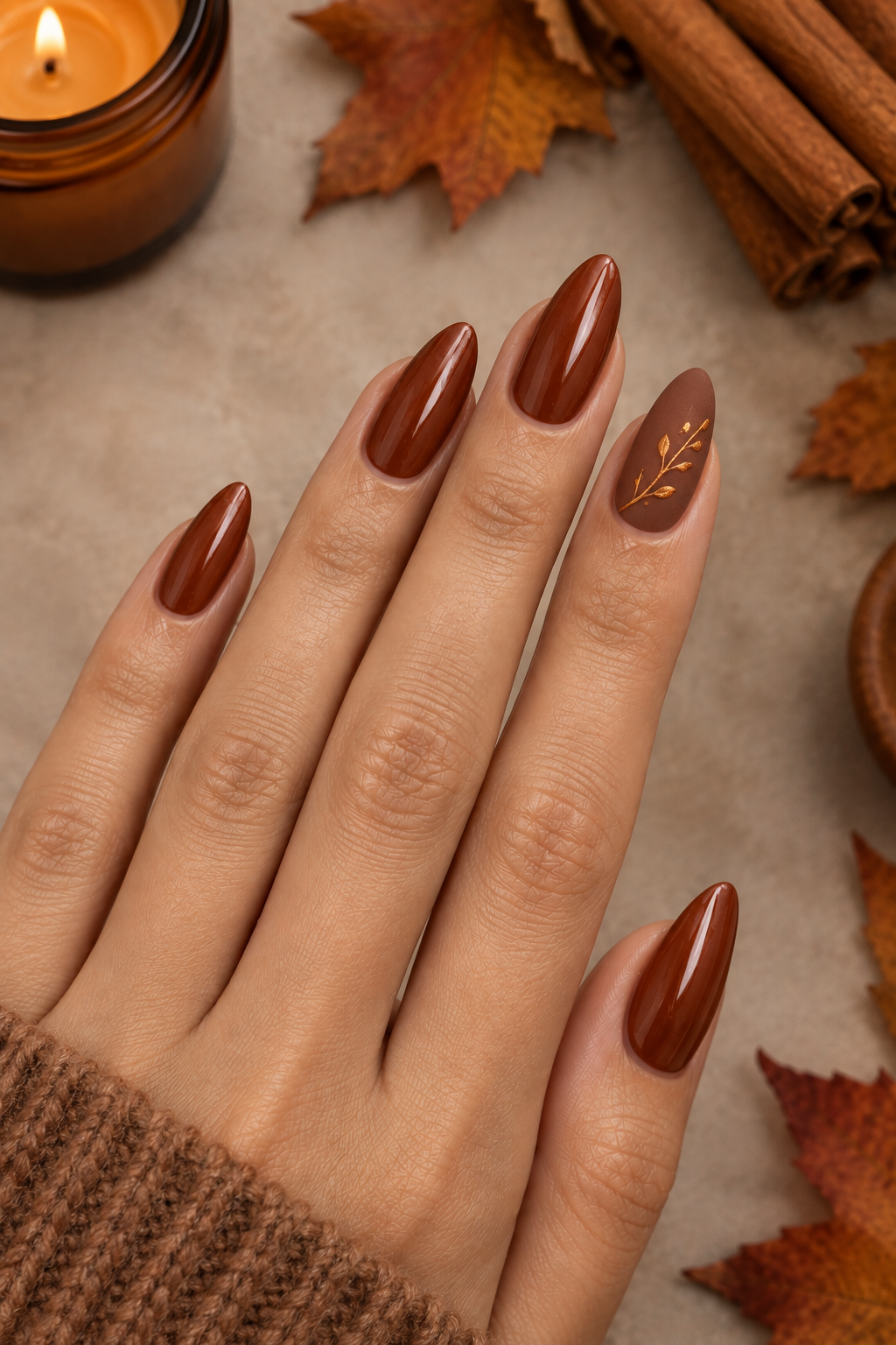 Cozy Autumn Brown Manicure