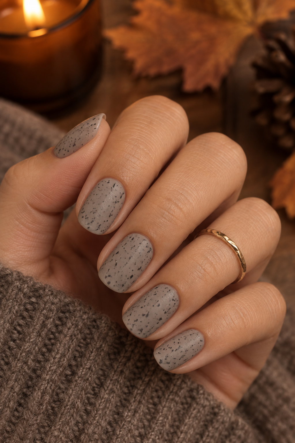 Cozy Fireplace Ash Nails
