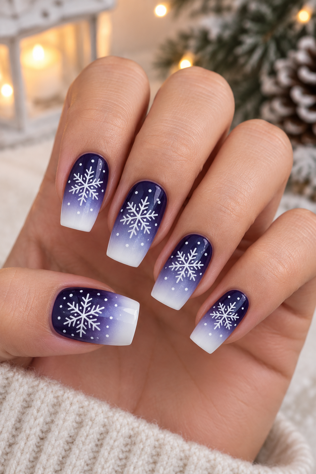 Cozy Winter Snowflake Manicure