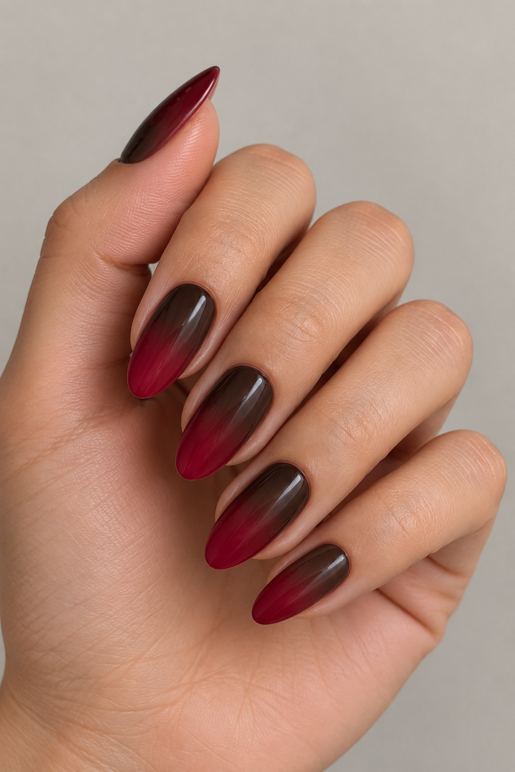 Cranberry-to-Chocolate Gradient Nails